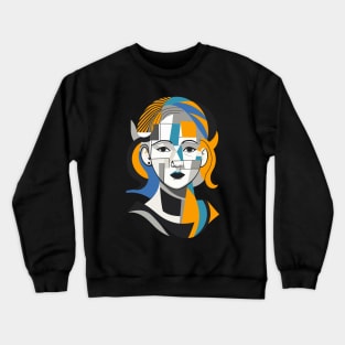 Portrait of Mocking Girl Crewneck Sweatshirt